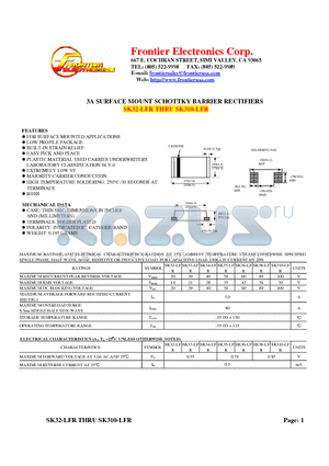 SK32-LFR datasheet - 3A SURFACE MOUNT SCHOTTKY BARRIER RECTIFIERS