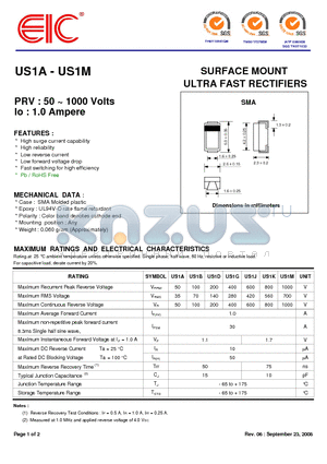 US1G datasheet - SURFACE MOUNT ULTRA FAST RECTIFIERS