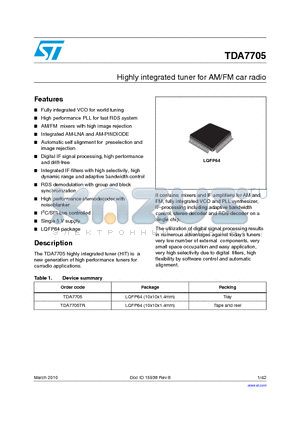 TDA7705_10 datasheet - Highly integrated tuner for AM/FM car radio