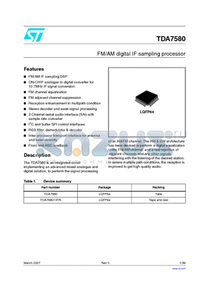 TDA758013TR datasheet - FM/AM digital IF sampling processor