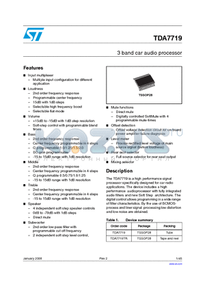 TDA7719 datasheet - 3 band car audio processor