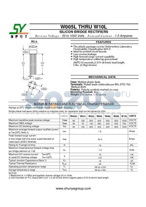 W01L datasheet - SILICON BRIDGE RECTIFIERS