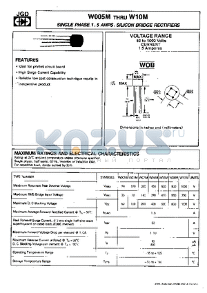 W01M datasheet - SINGLE PHASE 1.5 AMPS. SILICON BRIDGE RECTIFIERS