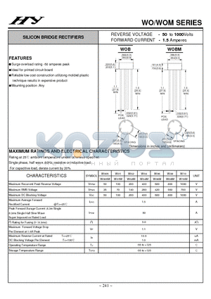 W01M datasheet - SILICON BRIDGE RECTIFIERS