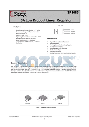 SP1085V1-L-1-8/TR datasheet - 3A Low Dropout Linear Regulator