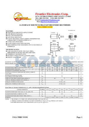 US1J datasheet - 1A SURFACE MOUNT ULTRA FAST RECOVERY RECTIFIERS