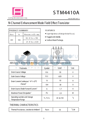 STM4410A datasheet - N-Channel E nhancement Mode Field Effect Transistor