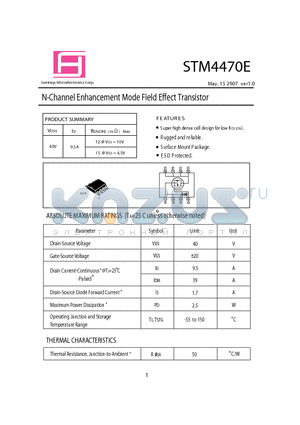 STM4470E datasheet - N-Channel Enhancement Mode Field Effect Transistor