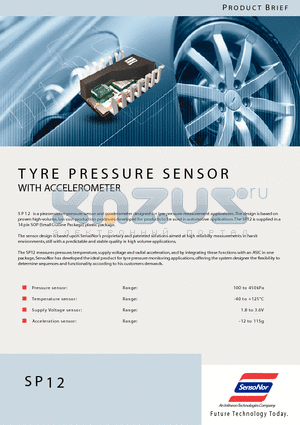 SP12 datasheet - TYRE PRESSURE SENSOR WITH ACCELEROMETER