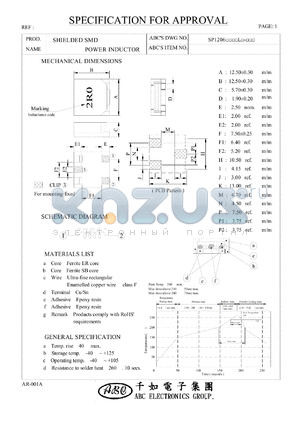 SP12062R0YL datasheet - SHIELDED SMD POWER INDUCTOR