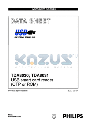 TDA8031 datasheet - USB smart card reader (OTP or ROM)