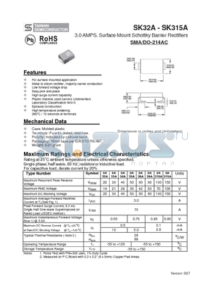 SK33A datasheet - 3.0 AMPS. Surface Mount Schottky Barrier Rectifiers