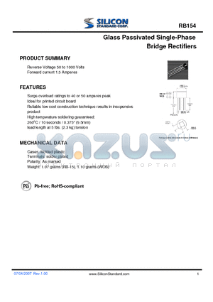 W02GM datasheet - Glass Passivated Single-Phase Bridge Rectifiers