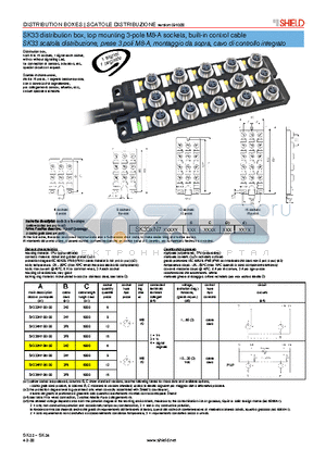 SK332N700100 datasheet - SK33 distribution box, top mounting 3-pole M8-A sockets, built-in control cable