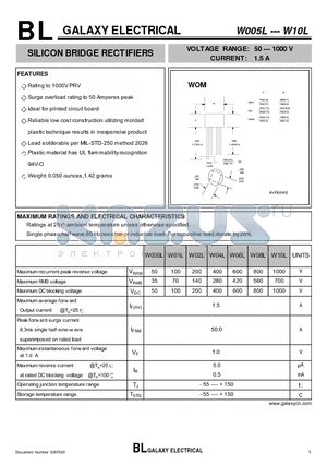 W02L datasheet - SILICON BRIDGE RECTIFIERS