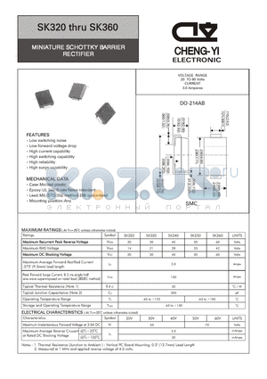 SK330 datasheet - MINIATURE SCHOTTKY BARRIER RECTIFIER