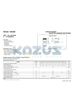 SK33S datasheet - SURFACE MOUNT SCHOTTKY BARRIER RECTIFIERS