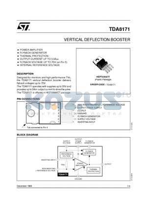 TDA8171 datasheet - VERTICAL DEFLECTION BOOSTER