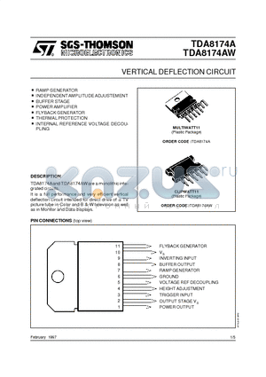 TDA8174A datasheet - VERTICAL DEFLECTION CIRCUIT