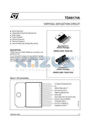 TDA8174A_03 datasheet - VERTICAL DEFLECTION CIRCUIT