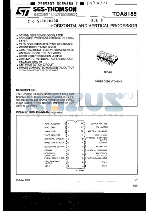 TDA8185 datasheet - HORIZONTAL AND VERTICAL PROCESSOR