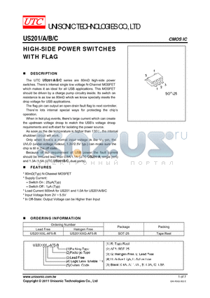 US201XXG-AF5-R datasheet - HIGH-SIDE POWER SWITCHES WITH FLAG