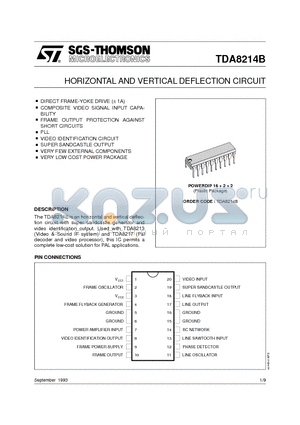 TDA8214 datasheet - HORIZONTAL AND VERTICAL DEFLECTION CIRCUIT