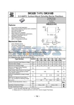 SK34B datasheet - 3.0 AMPS. Surface Mount Schottky Barrier Rectifiers