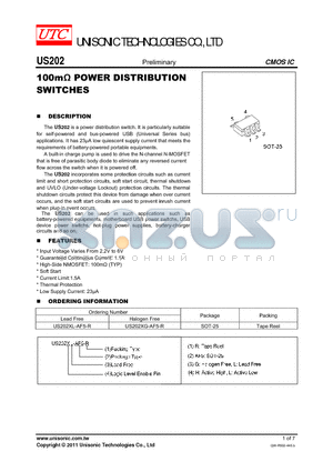 US202XL-AF5-R datasheet - 100m POWER DISTRIBUTION SWITCHES