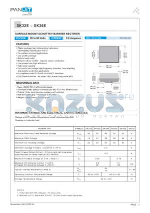 SK34E datasheet - SURFACE MOUNT SCHOTTKY BARRIER RECTIFIER