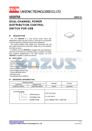 US2075A datasheet - DUAL-CHANNEL POWER DISTRIBUTION CONTROL SWITCH FOR USB
