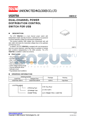 US2075A_09 datasheet - DUAL-CHANNEL POWER DISTRIBUTION CONTROL SWITCH FOR USB