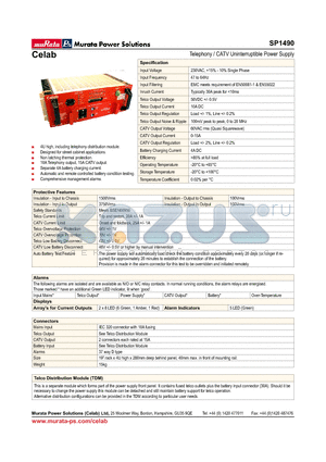 SP1490 datasheet - Telephony / CATV Uninterruptible Power Supply