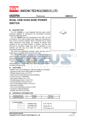 US2076A datasheet - DUAL USB HIGH-SIDE POWER SWITCH