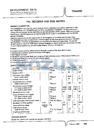 TDA8390 datasheet - PAL DECODER AND RGB MATRIX