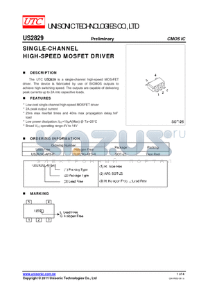 US2829 datasheet - SINGLE-CHANNEL HIGH-SPEED MOSFET DRIVER