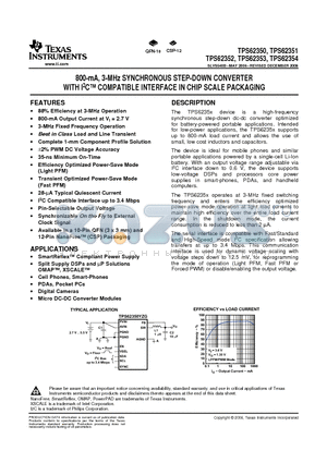 TPS62351DRC datasheet - 800-mA, 3-MHz SYNCHRONOUS STEP-DOWN CONVERTER WITH I2C COMPATIBLE INTERFACE IN CHIP SCALE PACKAGING