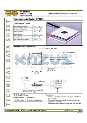 SP1507 datasheet - Thermoelectric Cooler