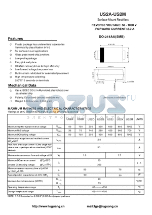US2A datasheet - Surface Mount Rectifiers