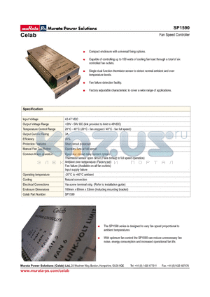 SP1590 datasheet - Fan Speed Controller