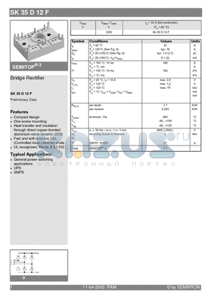 SK35D12F datasheet - Bridge Rectifier