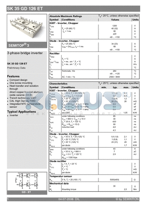 SK35GD126ET datasheet - 3-phase bridge inverter