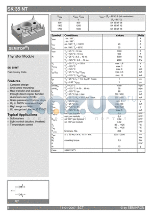 SK35NT08 datasheet - Thyristor Module