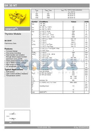 SK35NT_08 datasheet - Thyristor Module
