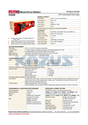 SP1660 datasheet - CATV Uninterruptible Power Supply