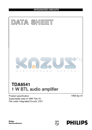 TDA8541 datasheet - 1 W BTL audio amplifier