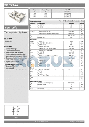 SK35TAA datasheet - Two separated thyristors