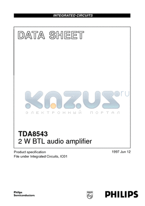 TDA8543 datasheet - 2 W BTL audio amplifier
