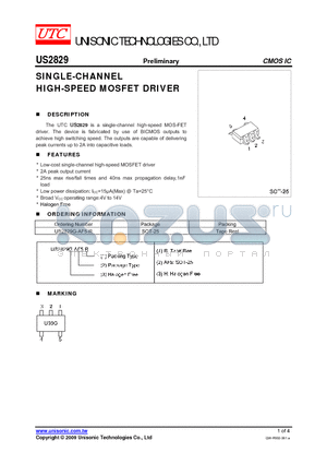US2829 datasheet - SINGLE-CHANNEL HIGH-SPEED MOSFET DRIVER