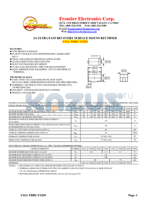 US2D datasheet - 2A ULTRA FAST RECOVERY SURFACE MOUNT RECTIFIER